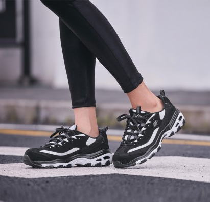 Skechers斯凯奇女鞋新款D'lites闪亮点缀厚底复古熊猫鞋